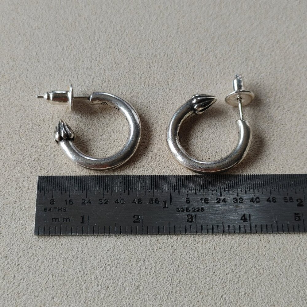 Chrome Hearts Plain Hoop Stud Earrings Pair 925 Sterling Silver (New) - Picture 7 of 8